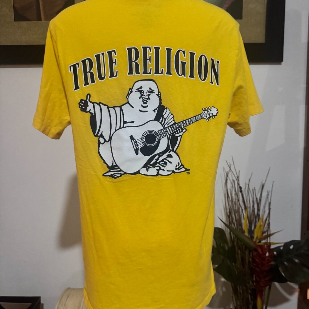 True Religion Buddha Logo Graphic T-Shirt - Yellow (XS) Unisex - Picture 2 of 5